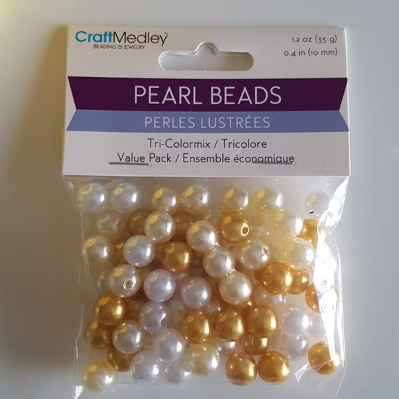 Pearl Beads Gold White Cream Glass Seed Beads - Picture 2 of 3